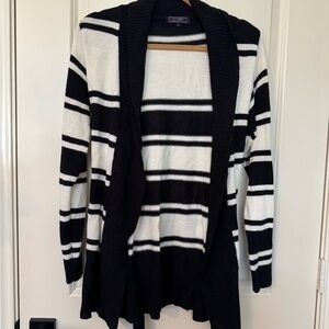 Cato Black and White Striped Cardigan Sweater
